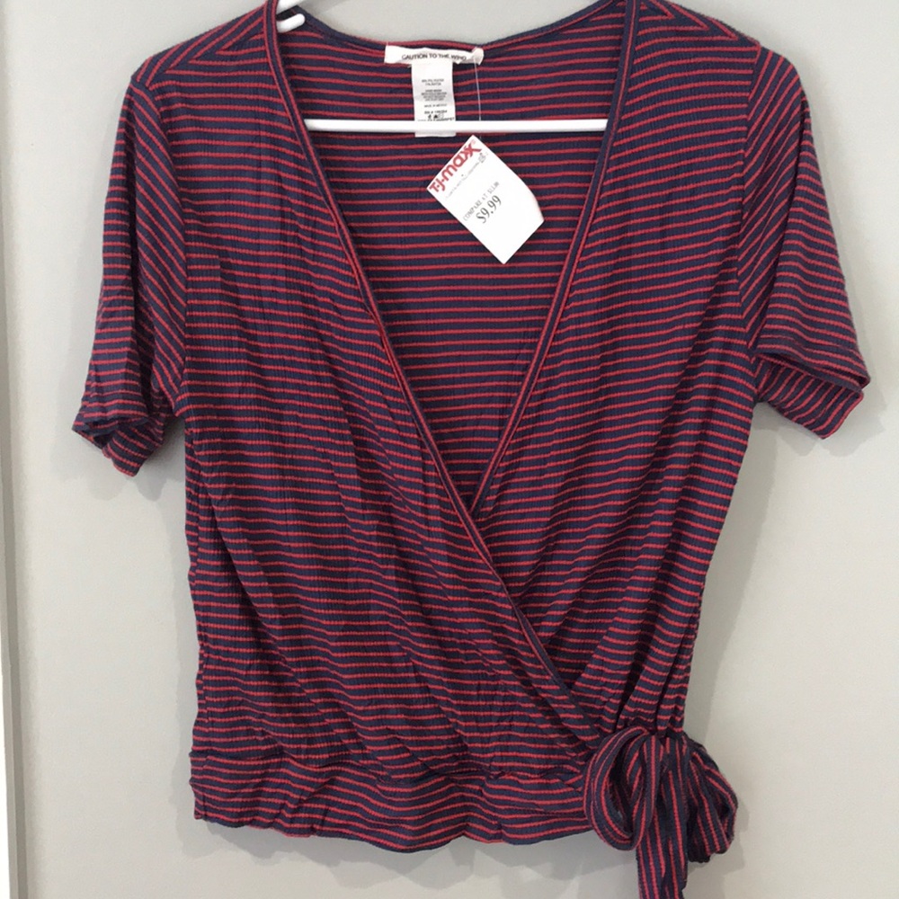 Striped Wrap Top
